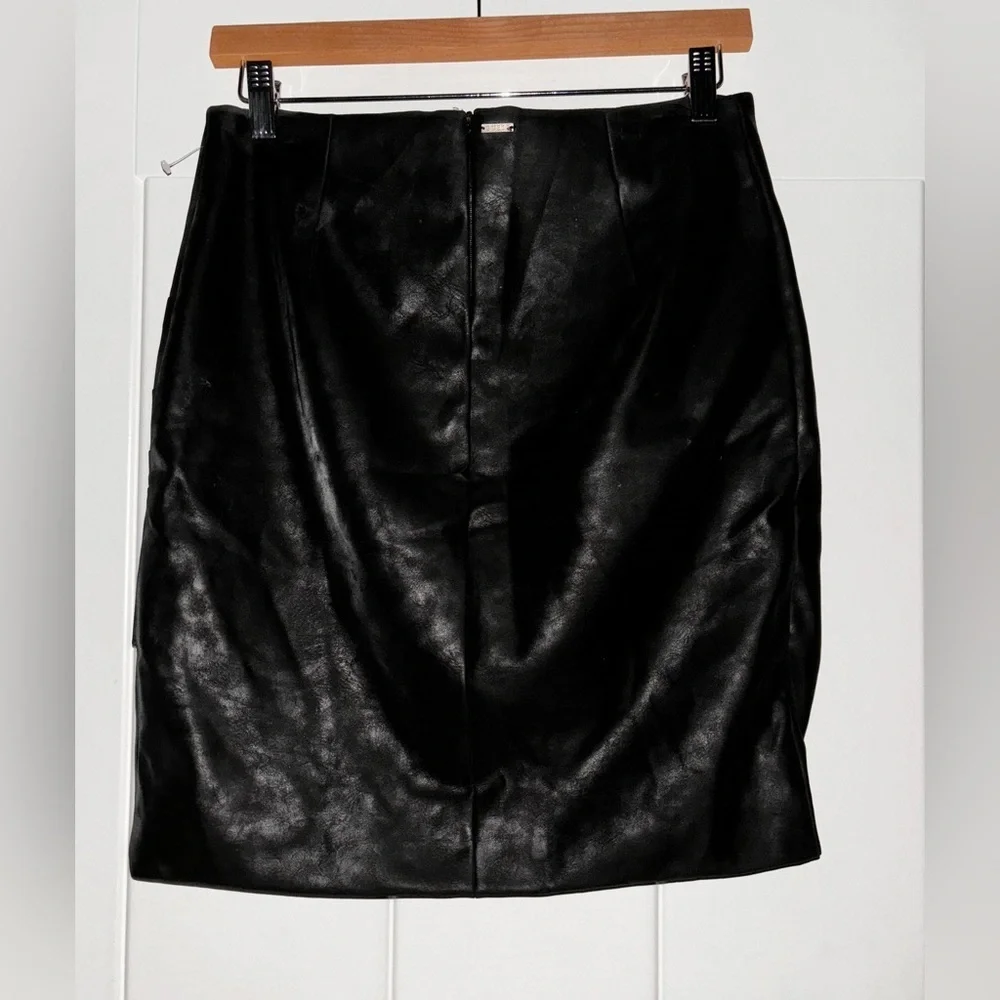 Guess Asymmetrical Faux Leather Pencil Mini Skirt‎ Fairy Grunge Goth Women M